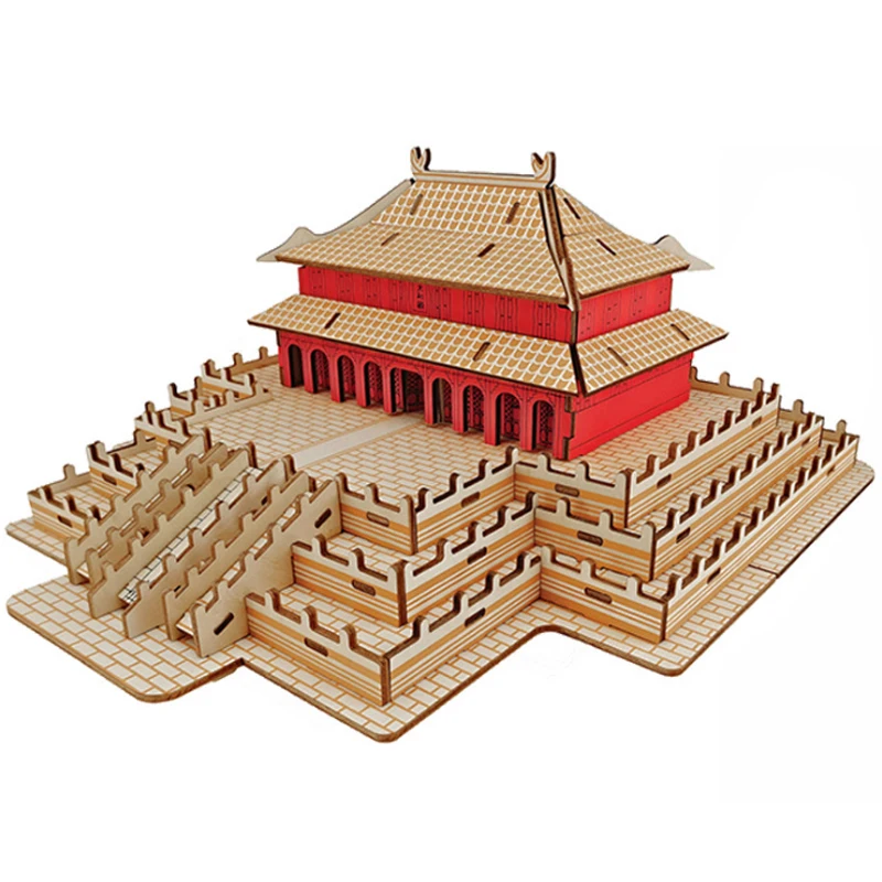Деревянные пазлы Taihe лазерная резка 3D китайское здание модель сделай сам