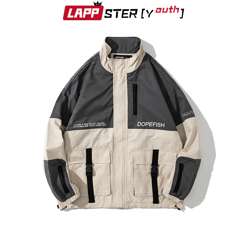 Мужская ветровка в стиле хип-хоп LAPPSTER повседневная куртка с лентами Харадзюку 2020