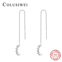 colusiwei vintage 925 sterling silver bending line c shape clips earring for women tassel box chain earring fine jewelry brincos