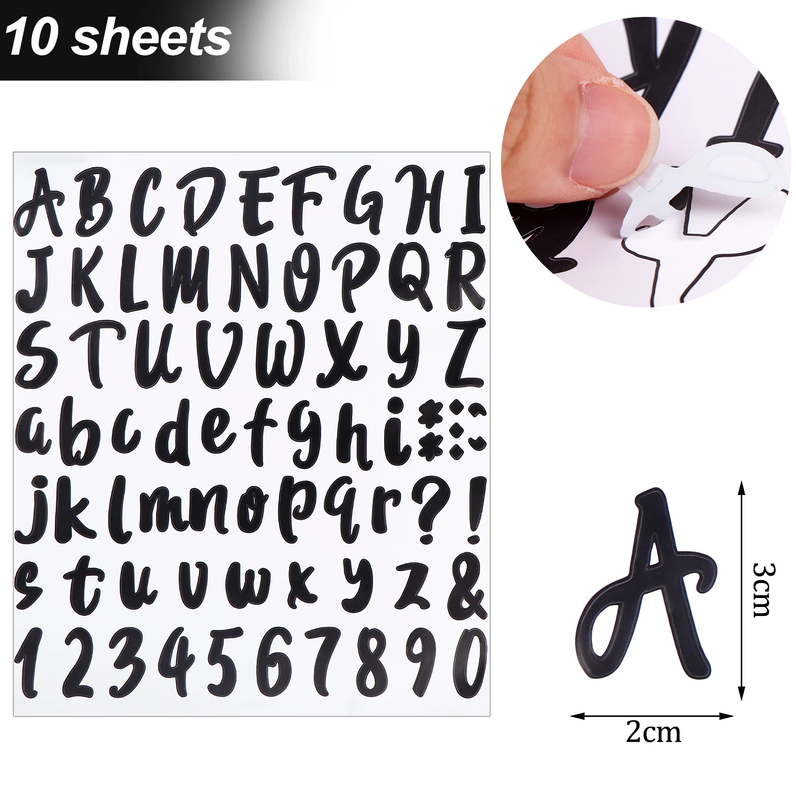 

10 Sheets Graduation Cap Stickers, Self-Adhesive Vinyl Sticker, Alphabet Number