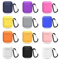 silicone bluetooth earphone case with hanging buckle waterproof anti fingerprint suitable for airpods 1 2
