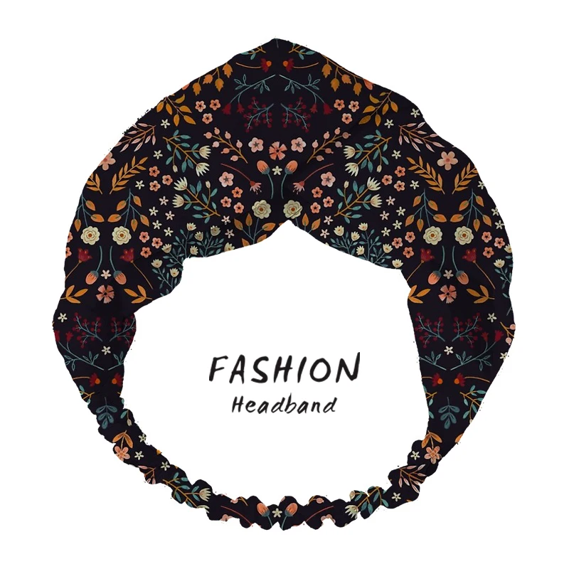 

2020 Women Summer Bohemian Hair Accessories Hair Bands Watercolor Flowers Print Headbands Cross Bandanas HairBands Scrunchies