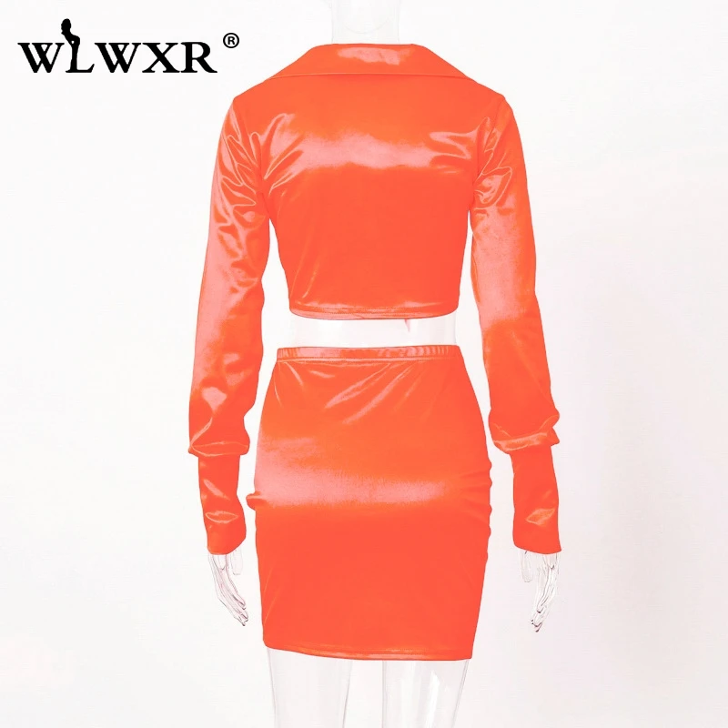 Женское атласное платье WLWXR однотонное розовое мини с длинными рукавами