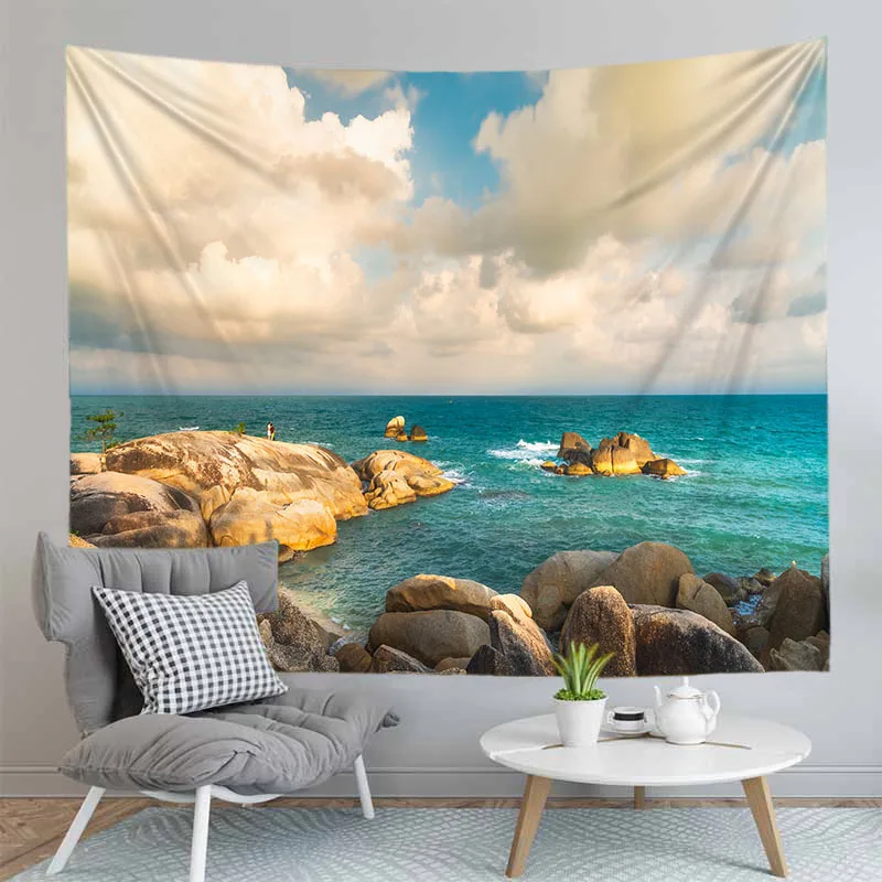 Натуральный гобелен пейзаж градиент закат задний фон украшение для дома