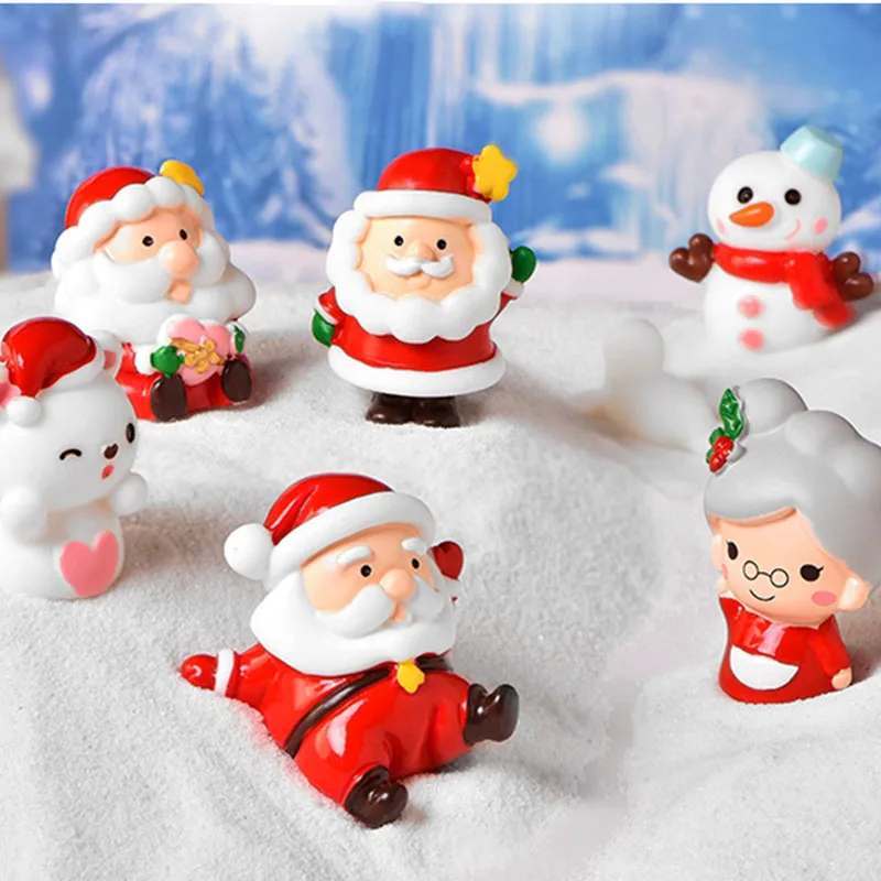 

Resin Micro Landscape Christmas Miniature Ornaments Home Decoration Santa Claus Snowman House Crafts Xmas Accessories