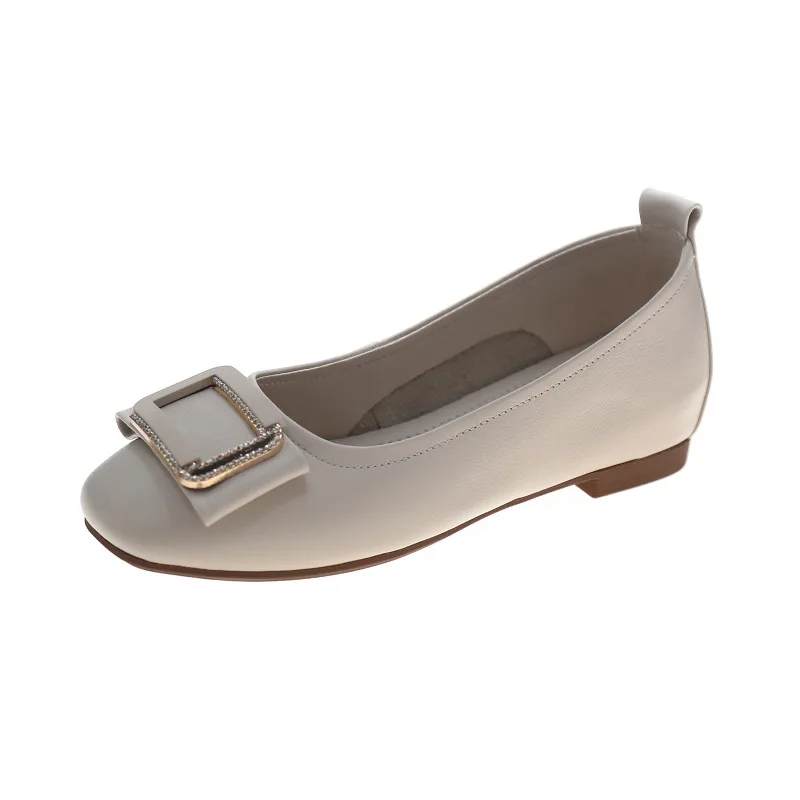 

Cowhide Single ShoesWomen's 2021 Spring And Summer New Shallow Mouth Round ToeFlat Casual Women's Shoes Peas Shoes