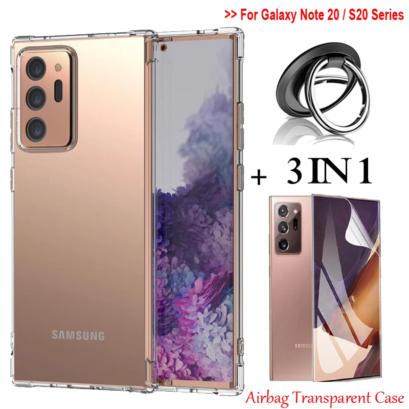 

S21 pelicula,hydrogel film for galaxy note 20 ultra Airbag Cover galaxy s20 s21 plus Armor Metal Ring Case Samsung note20 ultra