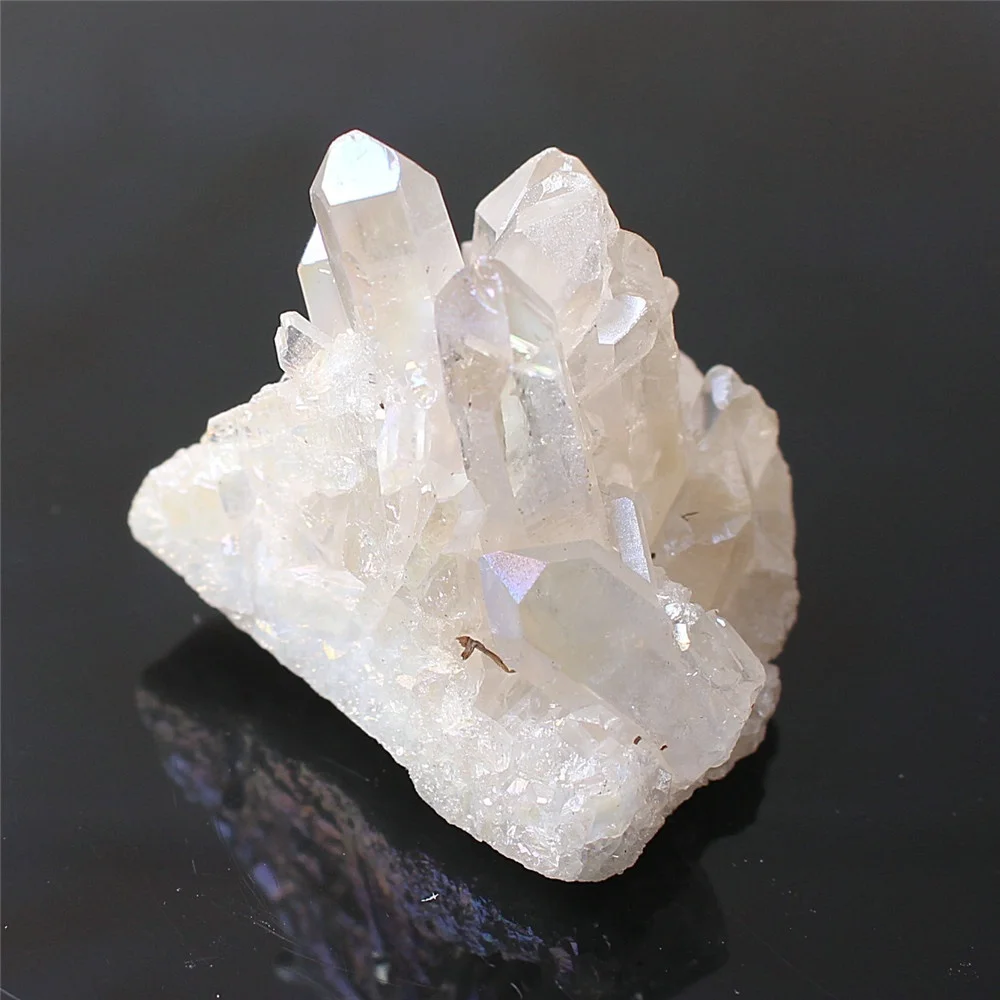 1 шт. натуральный кварцевый кристалл белый кластер с гальваническим покрытием