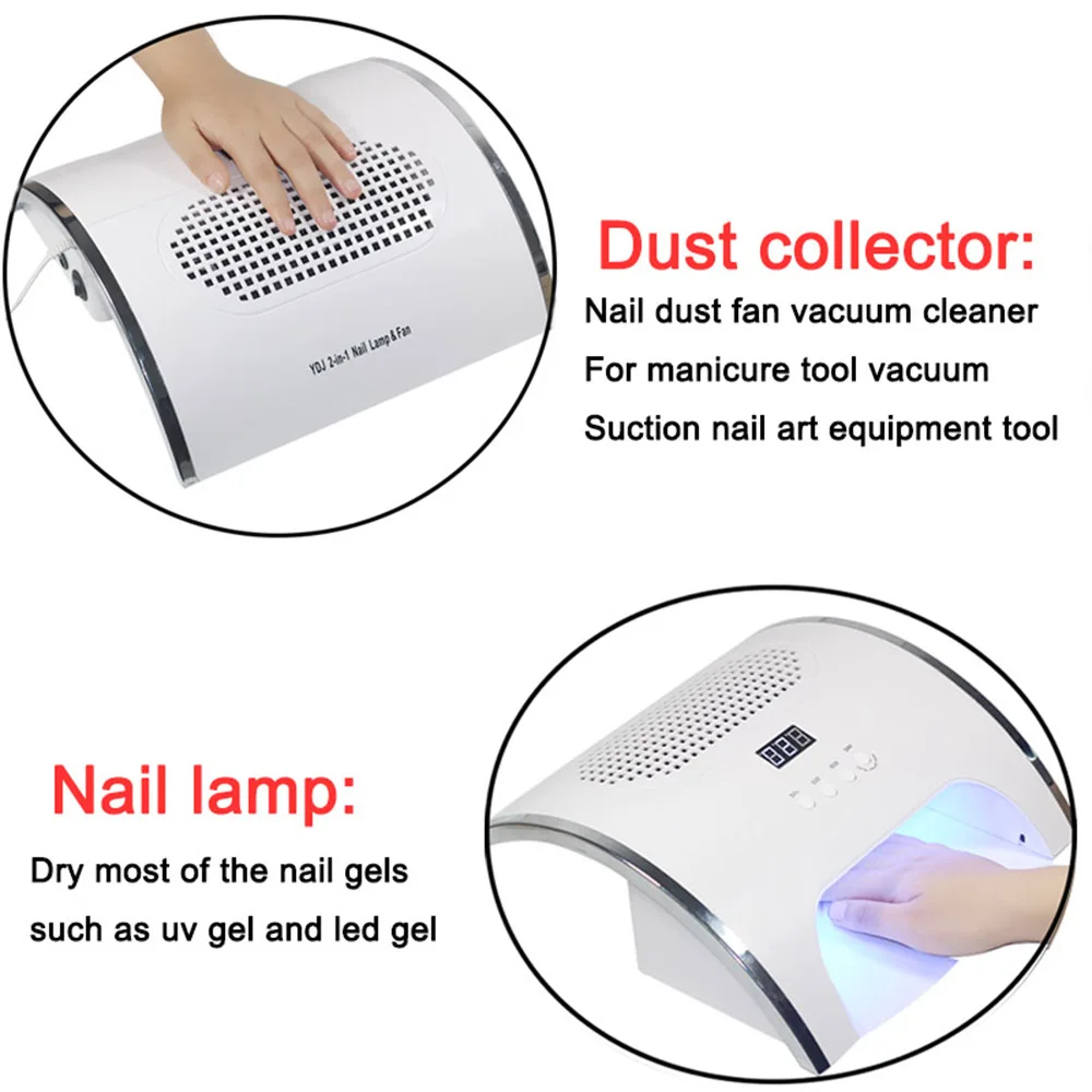 2 в 1 сборщик Сора с & 80 Вт лампа для маникюра со два мощных вентилятора 36