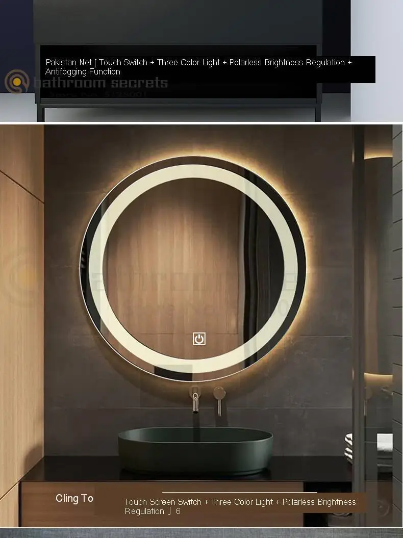 Smart Mirror Touch Screen Led Luminescent Lamp Antifogging Bathroom Mirror Washroom Mirror Wall Hangs Round Mirror Wall