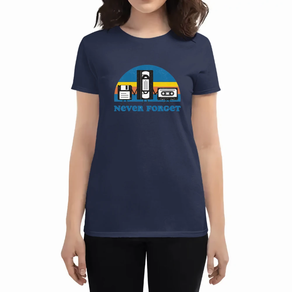 

Never Forget Printing T-shirt Woman Summer Casual Brand Clothing Oversized Crewneck T-shirts Simplicity Style T-shirt Woman