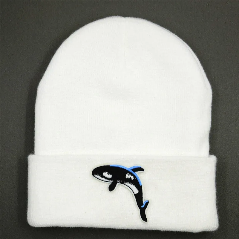 LDSLYJR хлопковая плотная вязаная шапка с вышивкой в виде дельфина зимняя теплая