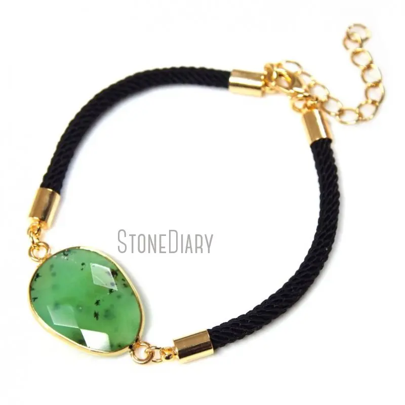 BM14836 5Pcs Cheap Pure Gold Color Faceted Free Form Bracelet Australian Jades Black Fiber Cotton On Sale Adjustable - купить по