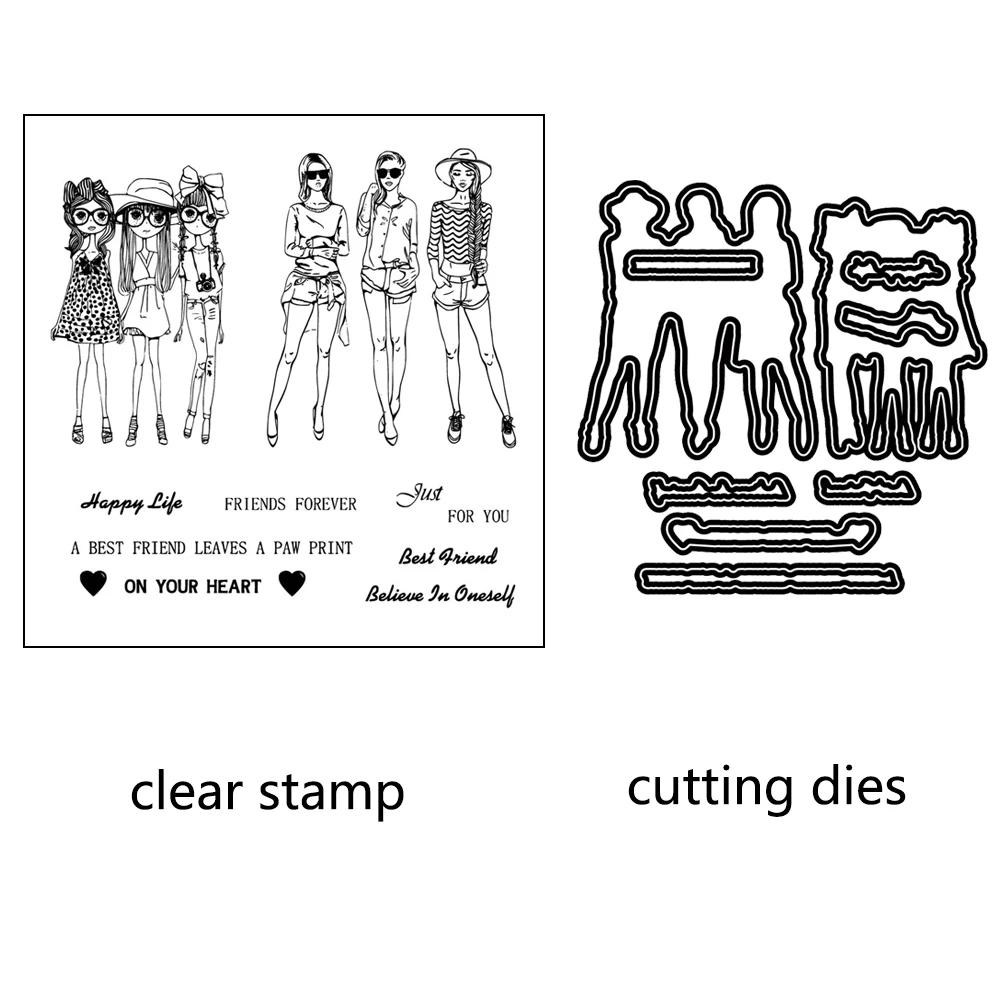 Модные штампы ZhuoAng с изображением девушки лучшего друга прозрачные для рукоделия