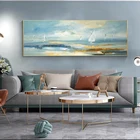 Картина маслом на холсте, Настенная картина с абстрактными изображениями лодки, пейзажа, в скандинавском стиле, для домашнего декора
