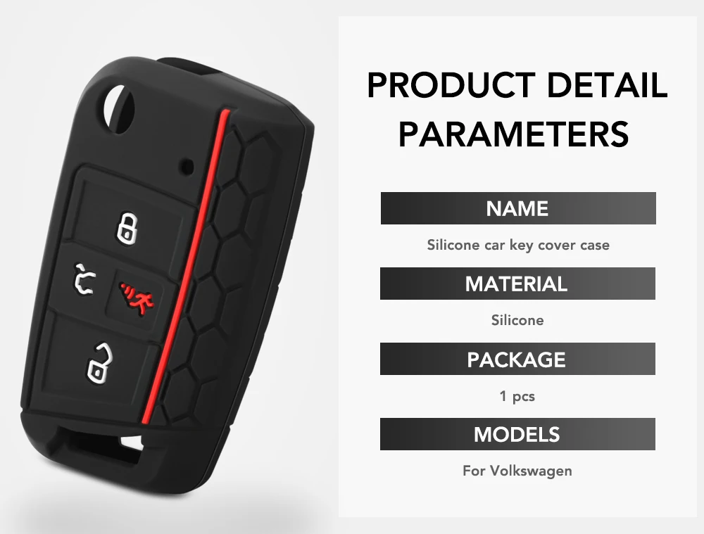 Силиконовый чехол для автомобильного ключа 4 кнопки VW 2016 2017 2018 2019 2020 Golf 7 ALLTRACK MK7 Skoda
