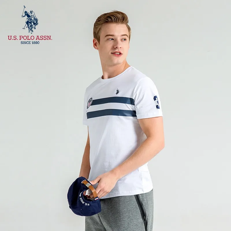Us Polo Assn New Four Colors Men's Short Sleeve T-shirt Round Neck Cotton Fashion Trend Casual All-match Sports Shirt | Мужская