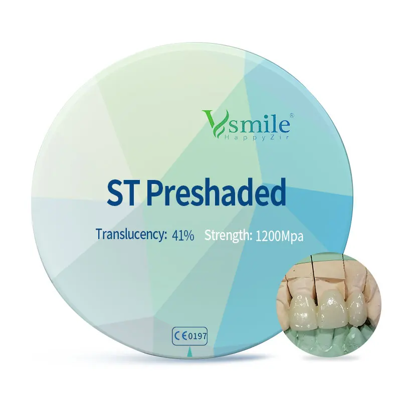 

98mm ST Dental Pre Shaded Zirconia Block For Crown Full Cuntour Bridge Translucency 41% 1200 Mpa With Open CADCAM System