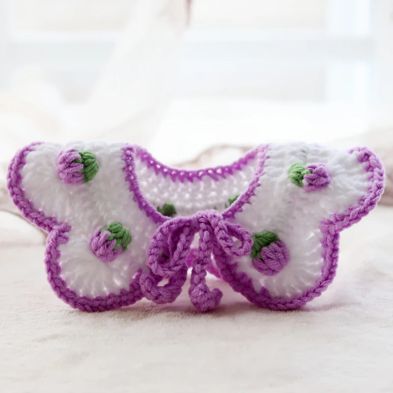 

Purple Woolen Cat Dog Collar Bibs Sweet Bell Dog Necklace Floral Pet Scarf Cute Kitty Accessories For Small Medium Kittens Rags