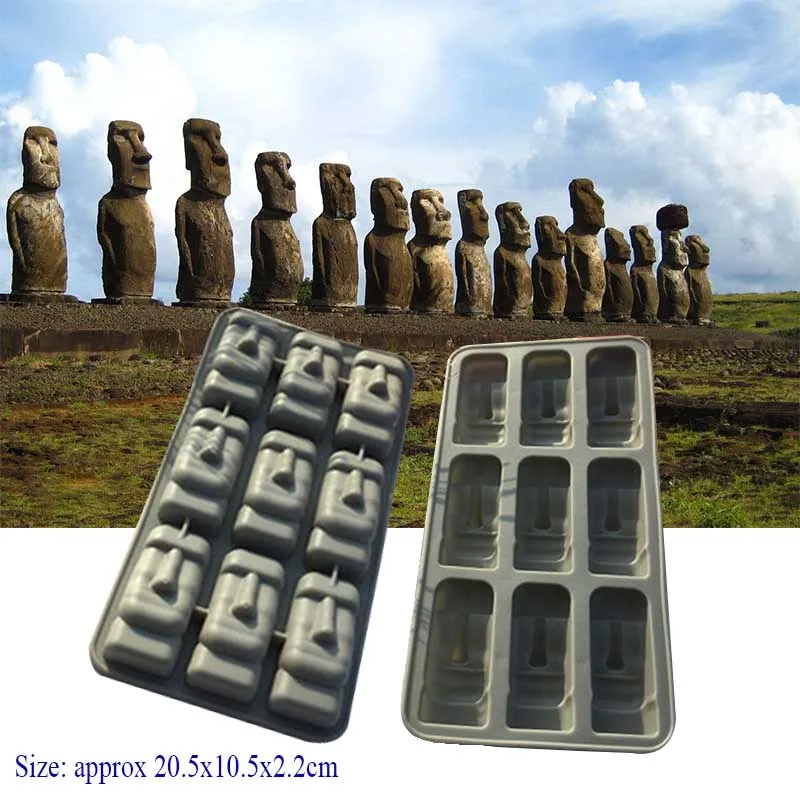 Чили моаи остров Пасхи Статуи силиконовая форма для льда кубик заморозки лоток