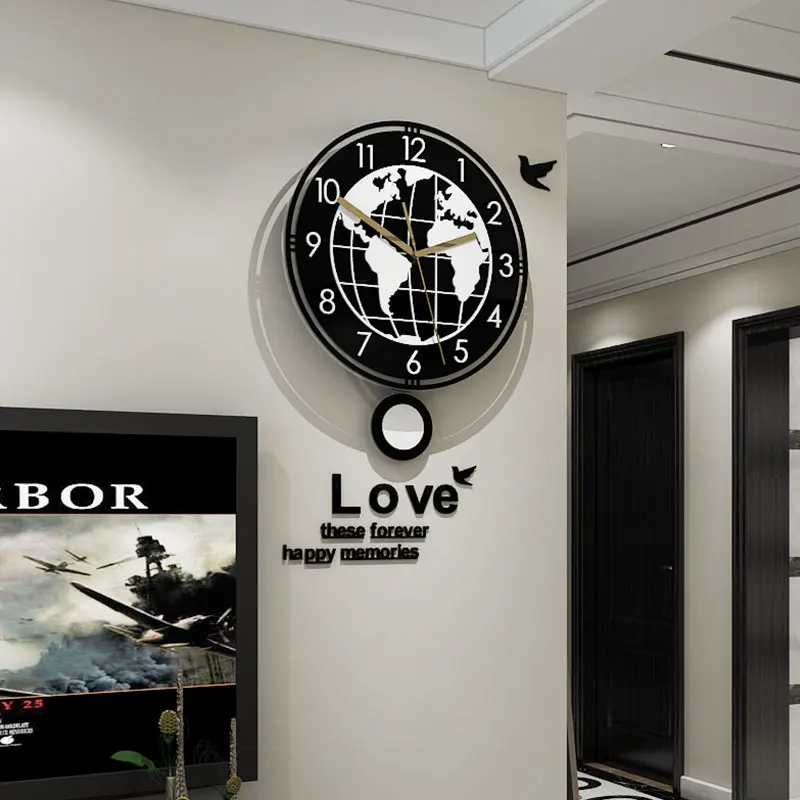 Новые MEISD акриловые Swingable World Map Earth круглые настенные часы современный дизайн