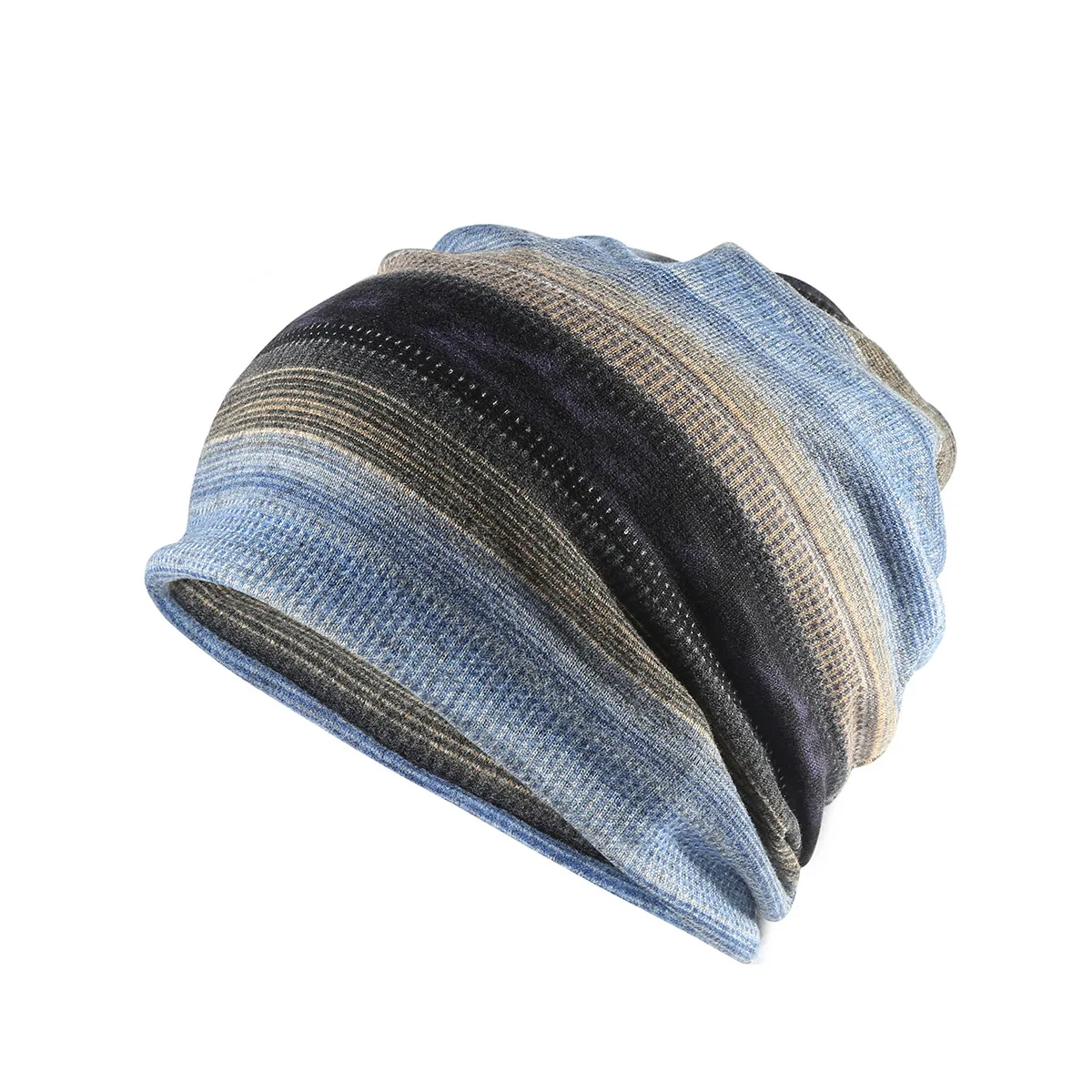 

2021 Men's and Women's Fashion Turban Caps Skullies Beanie Turban Hat 2 In 1 Male Female Cap Bonnet Warm Windproof Caps