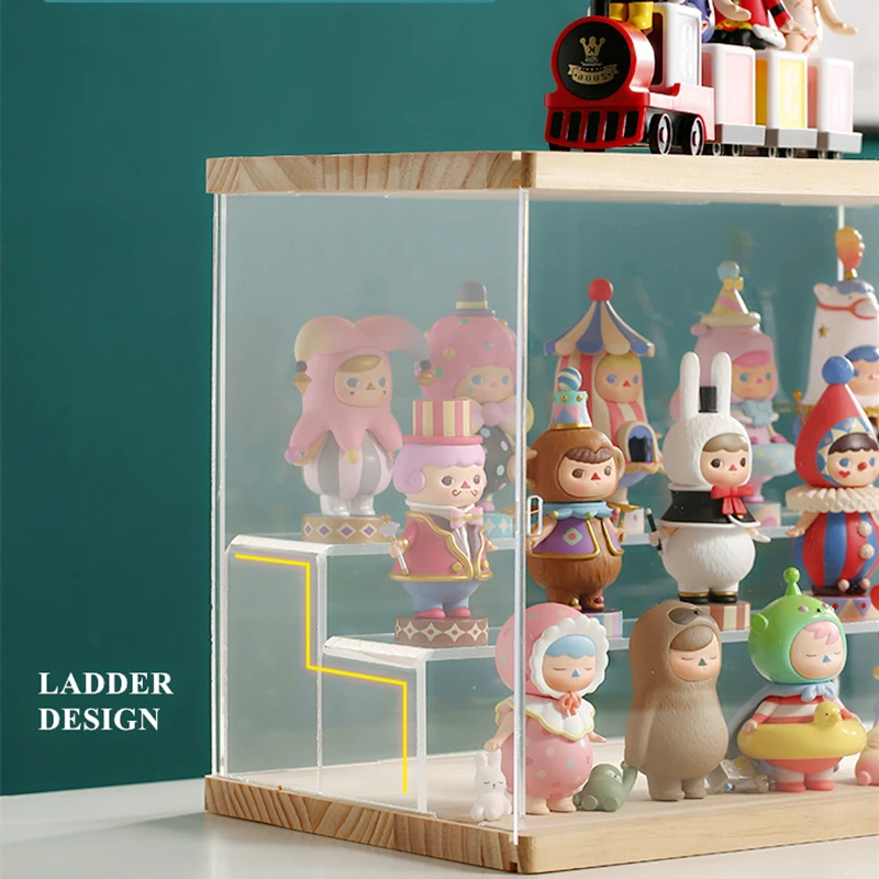 Ящик для хранения кукол многоуровневый прозрачный стеллаж из акрилового дерева