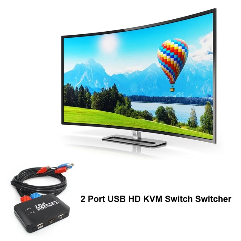 2 порта USB HD KVM переключатель для двух мониторов клавиатура мышь Поддержка