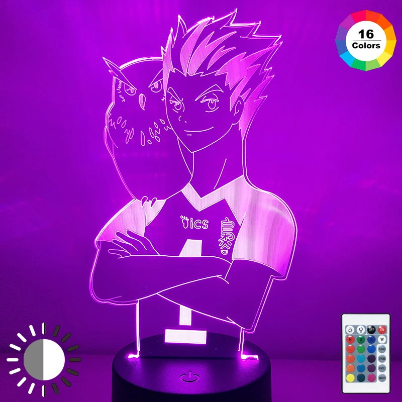 

Anime Haikyuu Hinata Shoyo Sugawara Koushi Kageyama Tobio Figure 3d Night Light Lamp with Motion Sensor 3d Illusion Light Gift