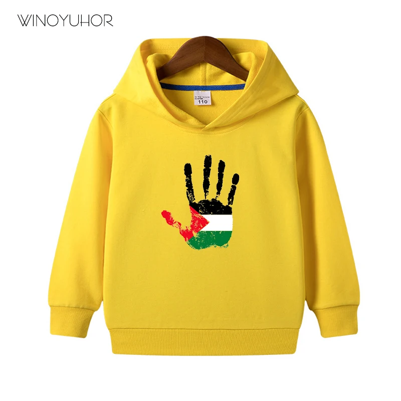 Sudaderas con capucha para ni&ntilde;os y ni&ntilde;as, ropa con estampado divertido de la mano de la bandera de Israel, jers&eacute;is de manga larga, Tops de oto&ntilde;o-4