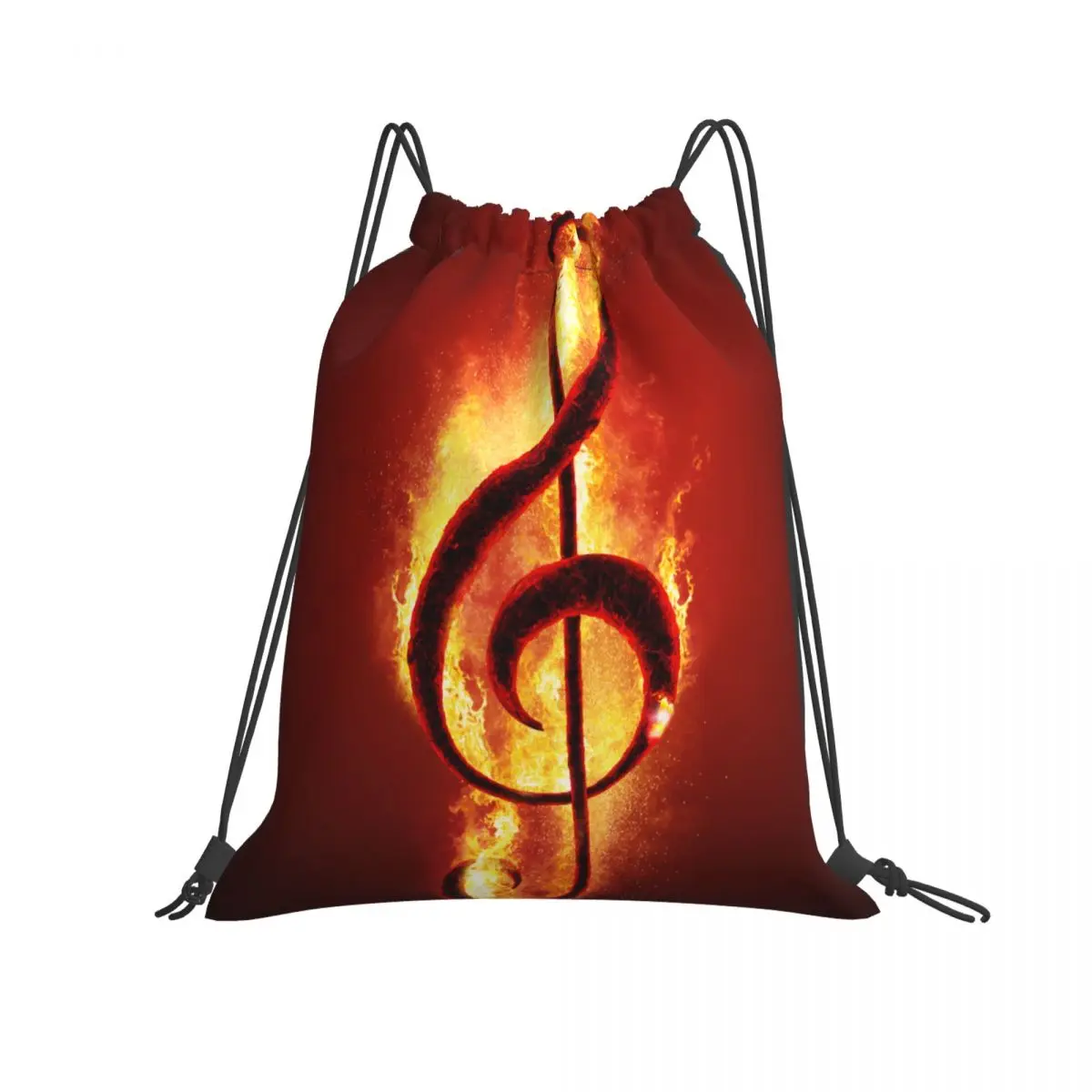 

Спортивная сумка для тренажерного зала, музыкальные ноты огненного пламени, шнурок, спортивный, для фитнеса, путешествий, уличный рюкзак, су...