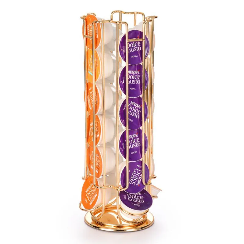 Oasiswj Oasis Hardware Iron Wire Shelf Gold-Plated Spinning Coffee Capsule Rack Dolce Gusto24 Stars Loaded | Дом и сад