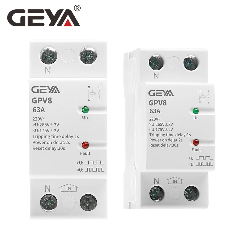 Устройство GEYA GPV8 63U/D Din Rail автоматическая защита от напряжения 220 В переменного