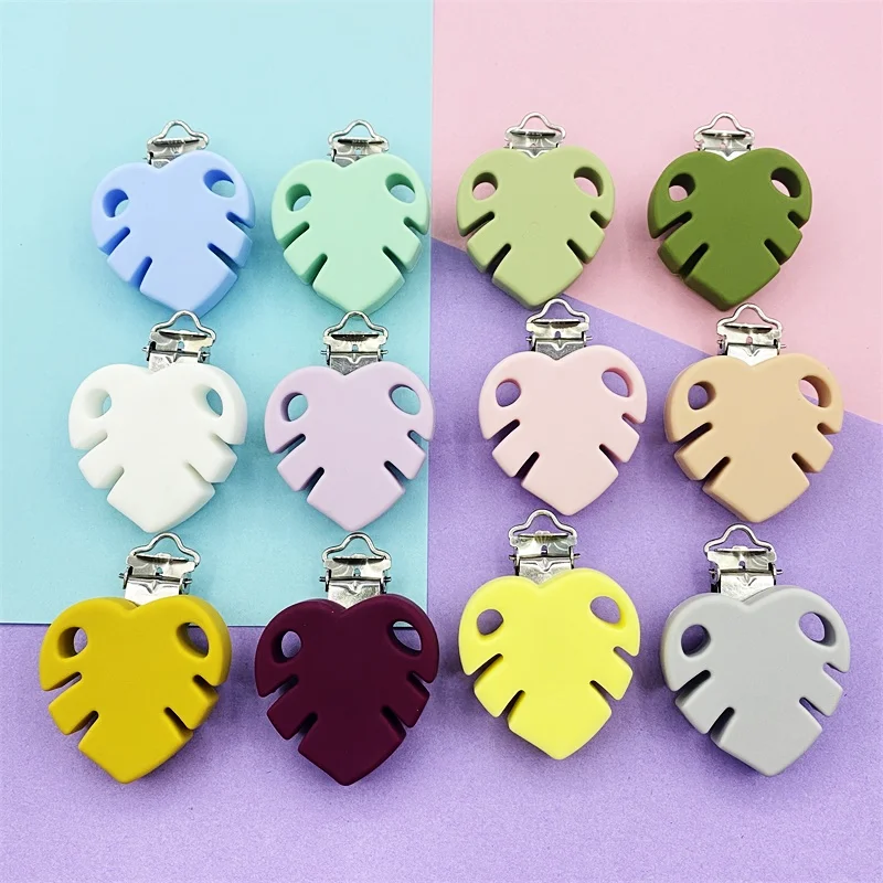 3 шт. Клипы для сосок Baby Leaves из силикона перлевого цвета для изготовления пустышечной цепочки держателя соски и успокаивающего средства.