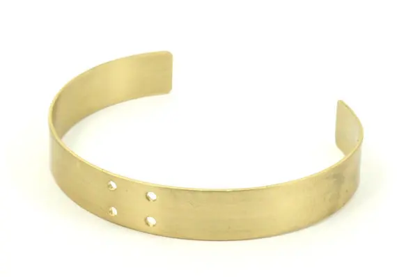 

2 Raw Brass Cuff Bracelet Bangle With 4 Holes (10x145x0.80mm) brass 145-40
