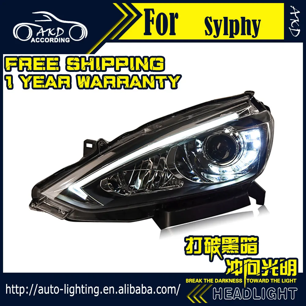 AKD автостайлинг фары для Nissan Sylphy 2016 Sentra Almera светодиодный ные D2H Hid опция ангельский