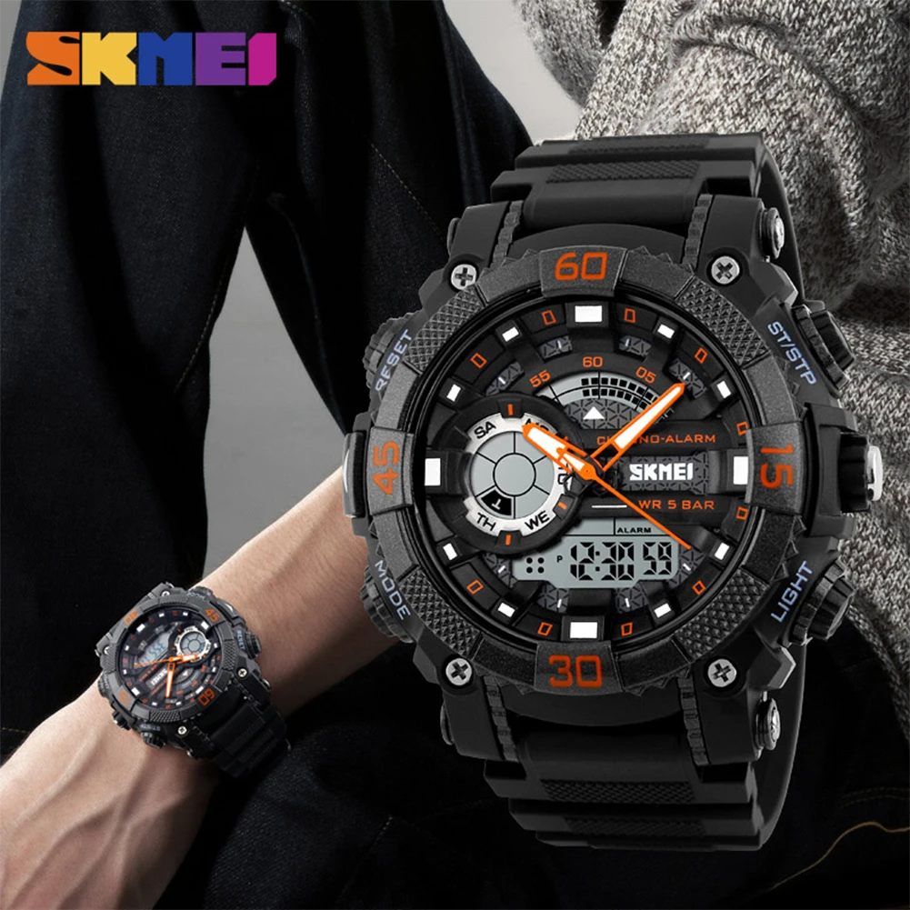 

SKMEI Fashion Dial Outdoor Sports Watches Men Electronic Quartz Digital Watch 50M Waterproof Wristwatches Relogio Masculino 1228