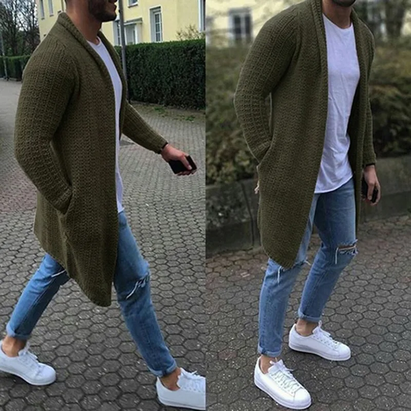 

2020 New Men's Spring Cardigan Sweaters Male Casual Knitted Sweater Coat Solid Color Long Sleeve Slim Fit Outerwear top coat