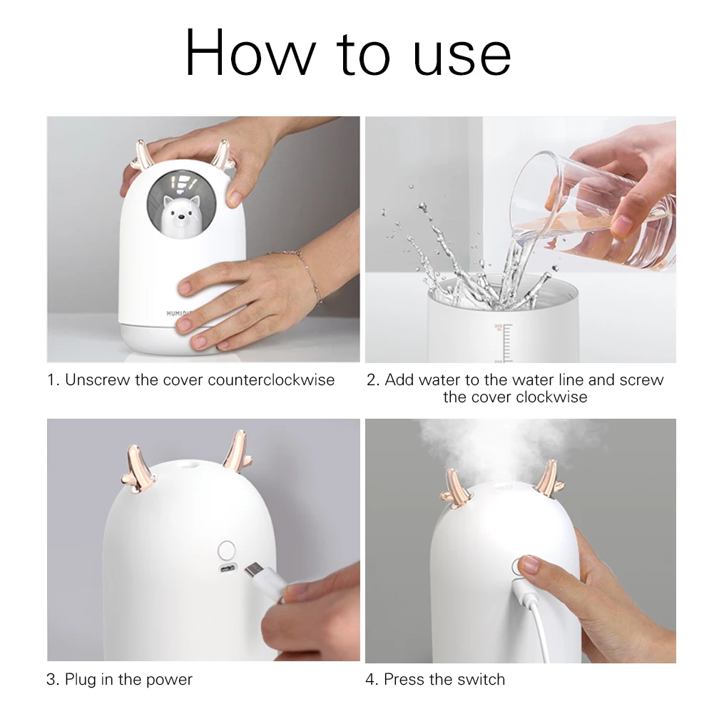 USB-увлажнитель воздуха мини-портативный увлажнитель 7 цветов светодиодный