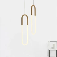 Pendant Light Modern Simple U Shape Pendant Lights For Room Bedside With Long Wire Dimmable High Ceiling Hanging Light Decor