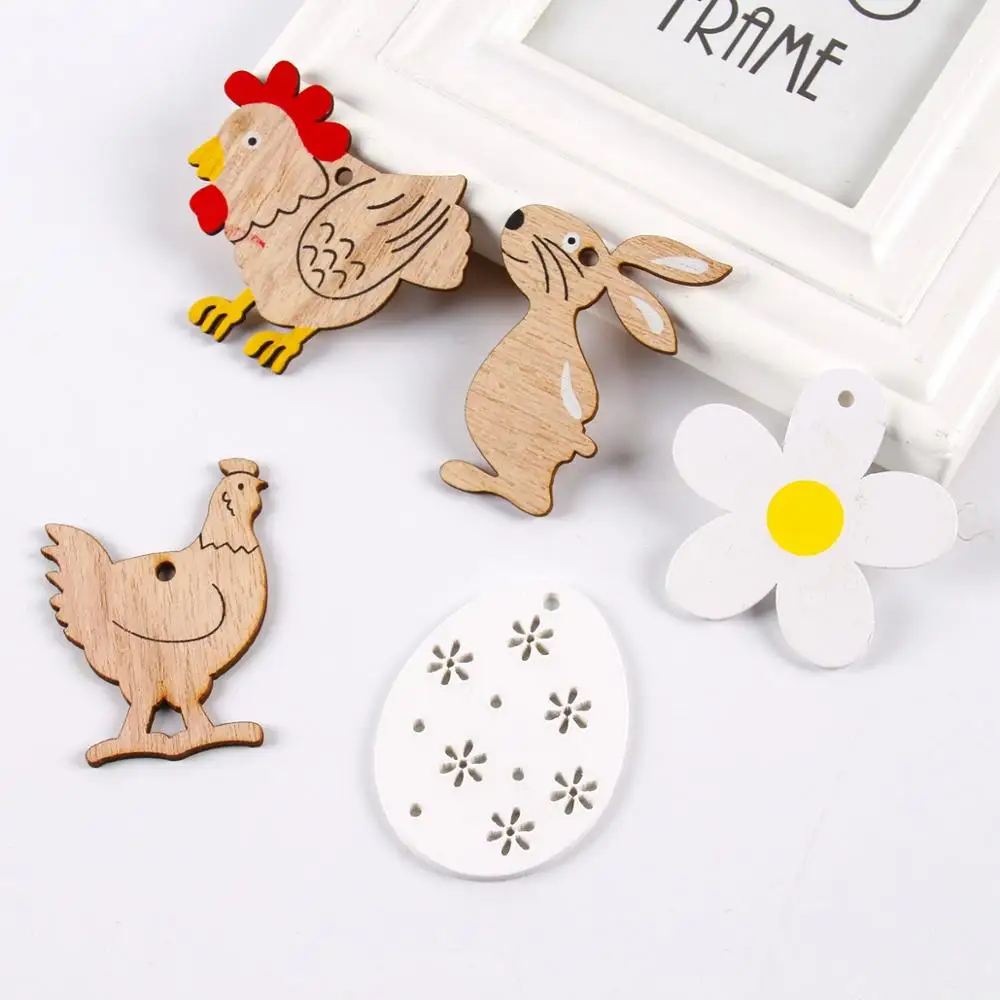 Huiran 9 шт. Пасхальный кролик деревянный кулон счастливая Пасха Декор для дома