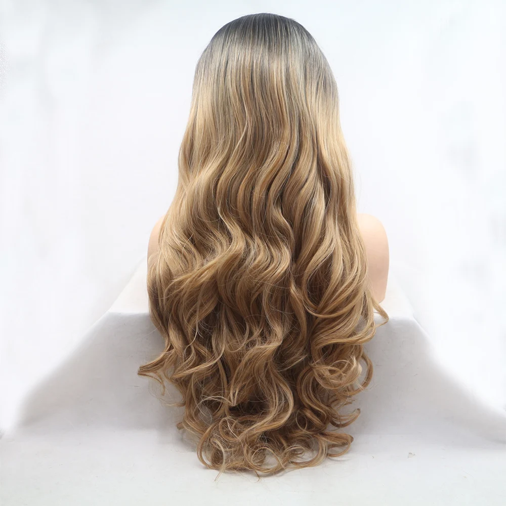 

BH-J06 Synthetic wigs lace human lace front wig Peruvian Remy Brown Curly Wig Blonde Lace Front Pre Plucked Ombre Curly