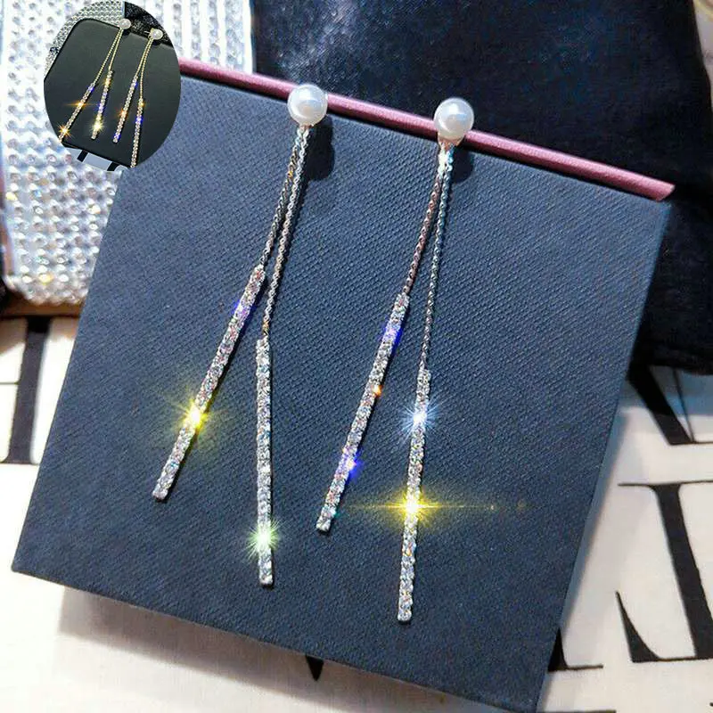 

A Pair/set White Sapphire Women Drop Plated Silver,Gold,Rose Gold Color Earrings