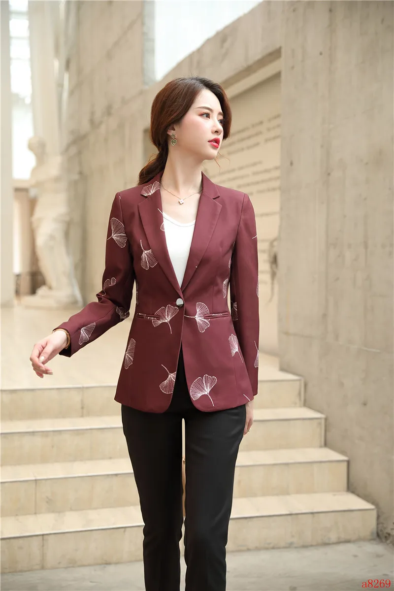 Повседневный блейзер с принтом для женщин деловые костюмы брюками и курткой