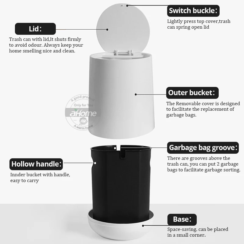 Сухое и влажное разделение круглая мусорная корзина для кухни гостиной туалета