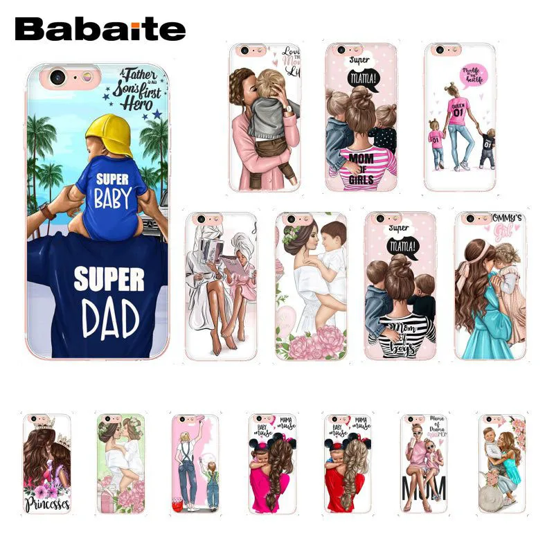 Чехол для телефона BabaiteBrown Hair Baby Mom Girl Dad iphone 12 11 Pro 11Pro Max 5 5Sx 6 7 7plus 8 8plus X XS MAX XR