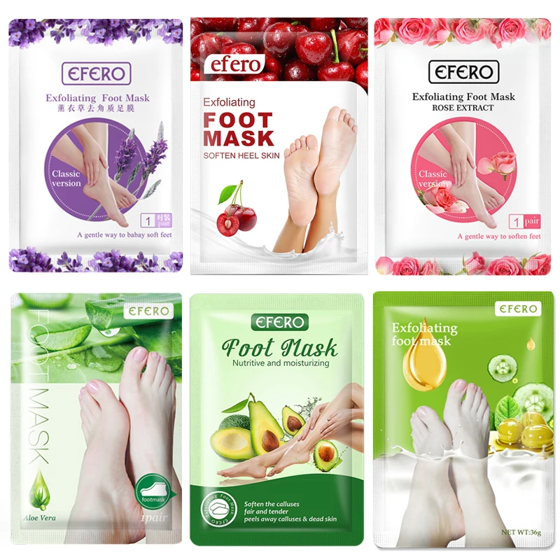 

EFERO 6Packs Feet Mask Peeling Moisturizing Exfoliating Socks Foot Patch Pedicure Socks Care Feet Dead Skin Removal Skin Care