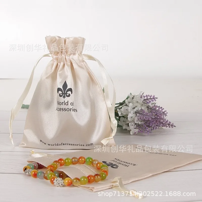 

Custom Logo Silk Drawstring Packaging Bag Home storage Beauty equipment Electronic Product Drawstring Package Bags 50pcs/lot