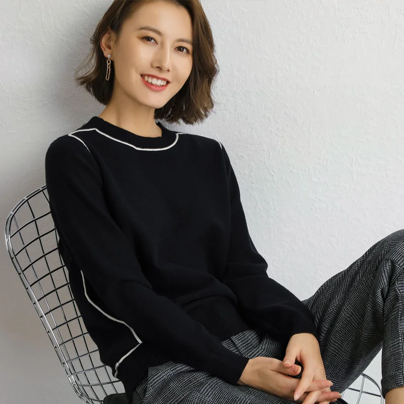 Женский свитер с круглым вырезом свободный корейский стиль Осень-зима 2019 |