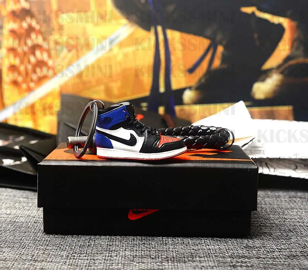 a shoe w rope Персональный DIY Air Jordan " разбитая задняя панель" часть 1 3D кроссовок фигурный брелок сумка коробка Подвеска для пары Кукла аксессуар - Цвет: a shoe w rope
